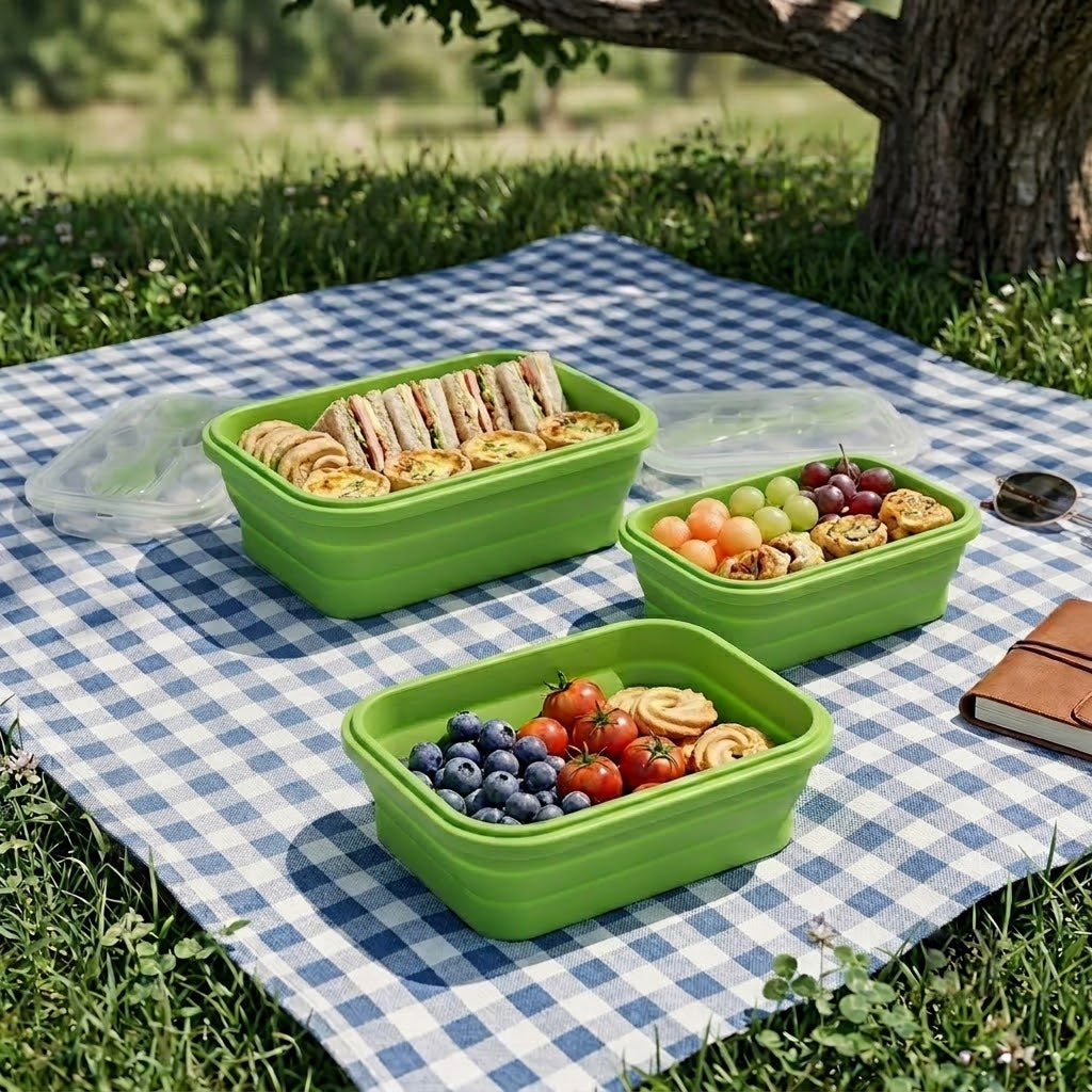 Portable Collapsible Silicone Bento Box