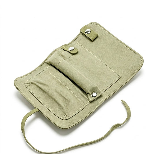 Portable Roll-Up Leather Jewelry Pouch