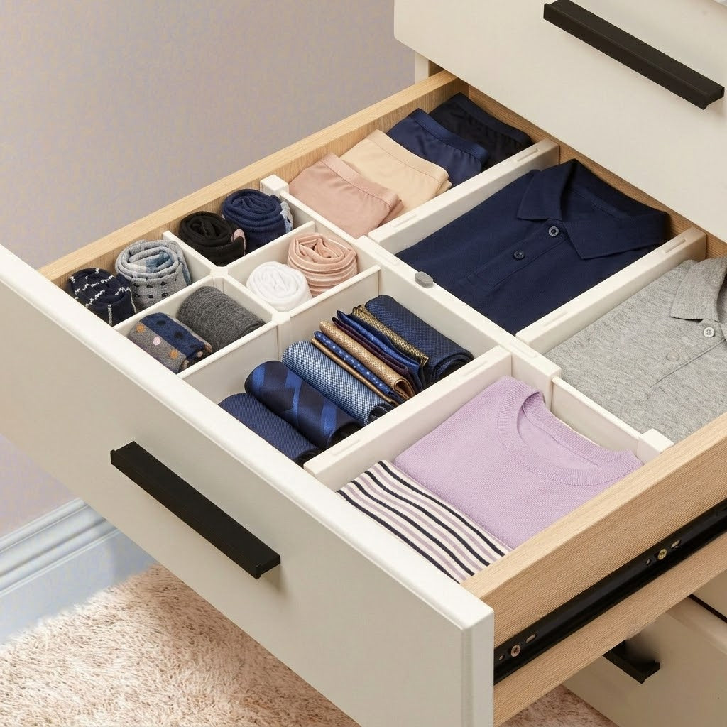 Adjustable Spring-Loaded Drawer Divider
