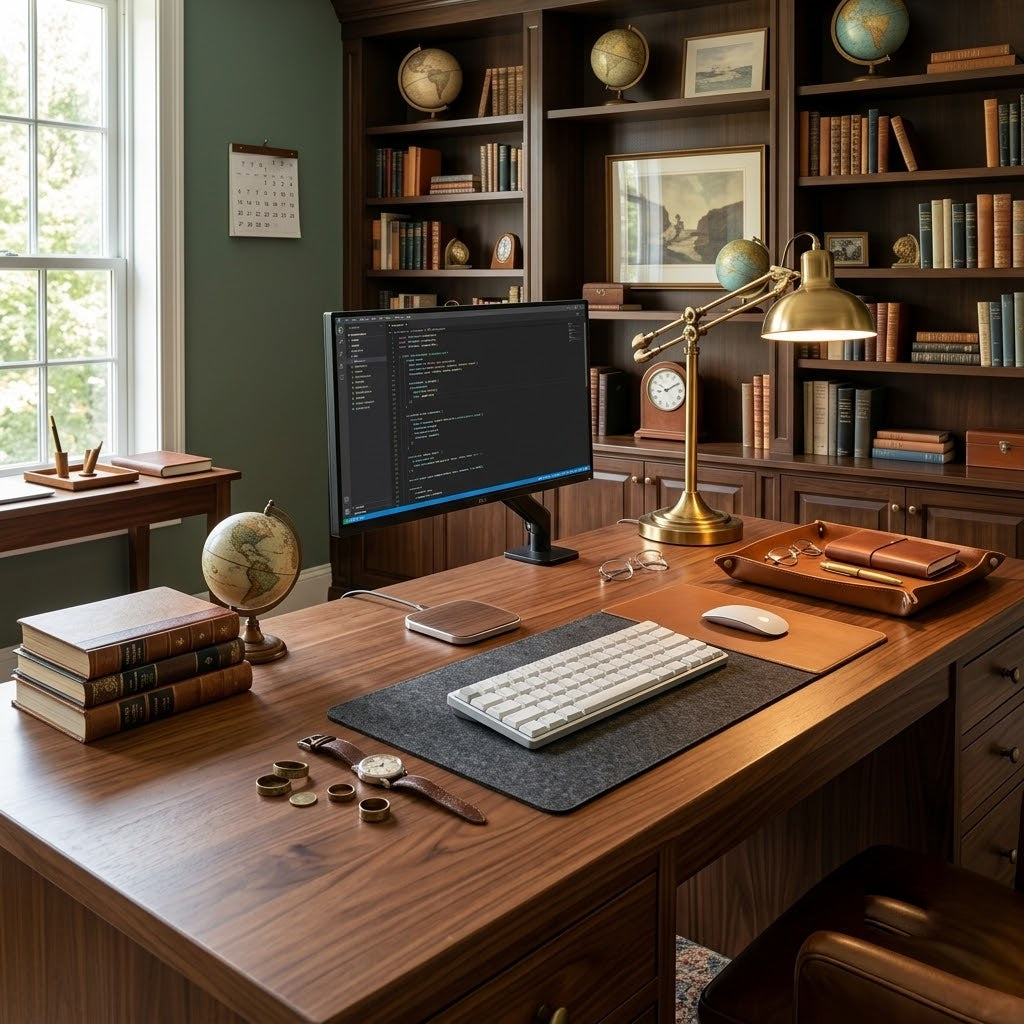 Dual-Sided Felt & Leather Desk Mat